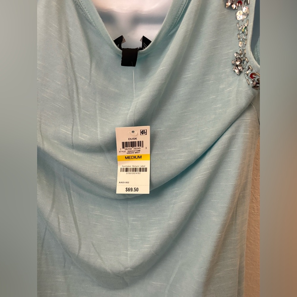 Inc International Concepts Cold Shoulder Top Women’s M Blue Dusk Sequin NWT - Picture 5 of 7